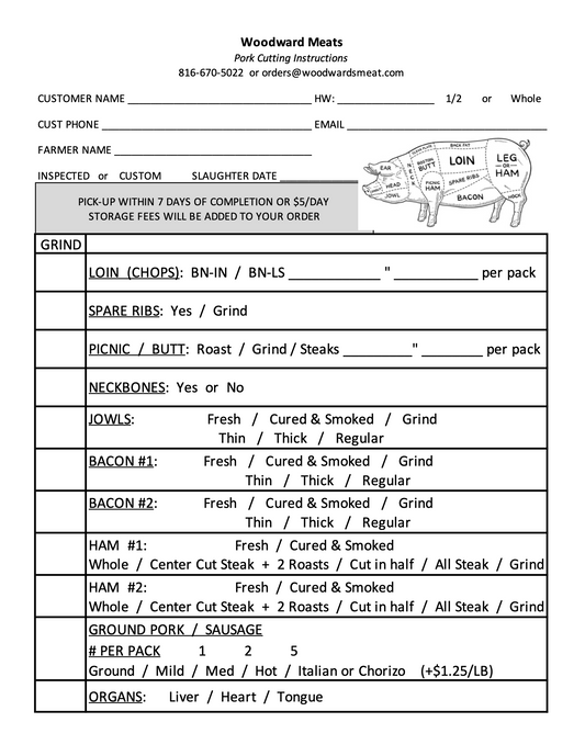 Pork Processing Form